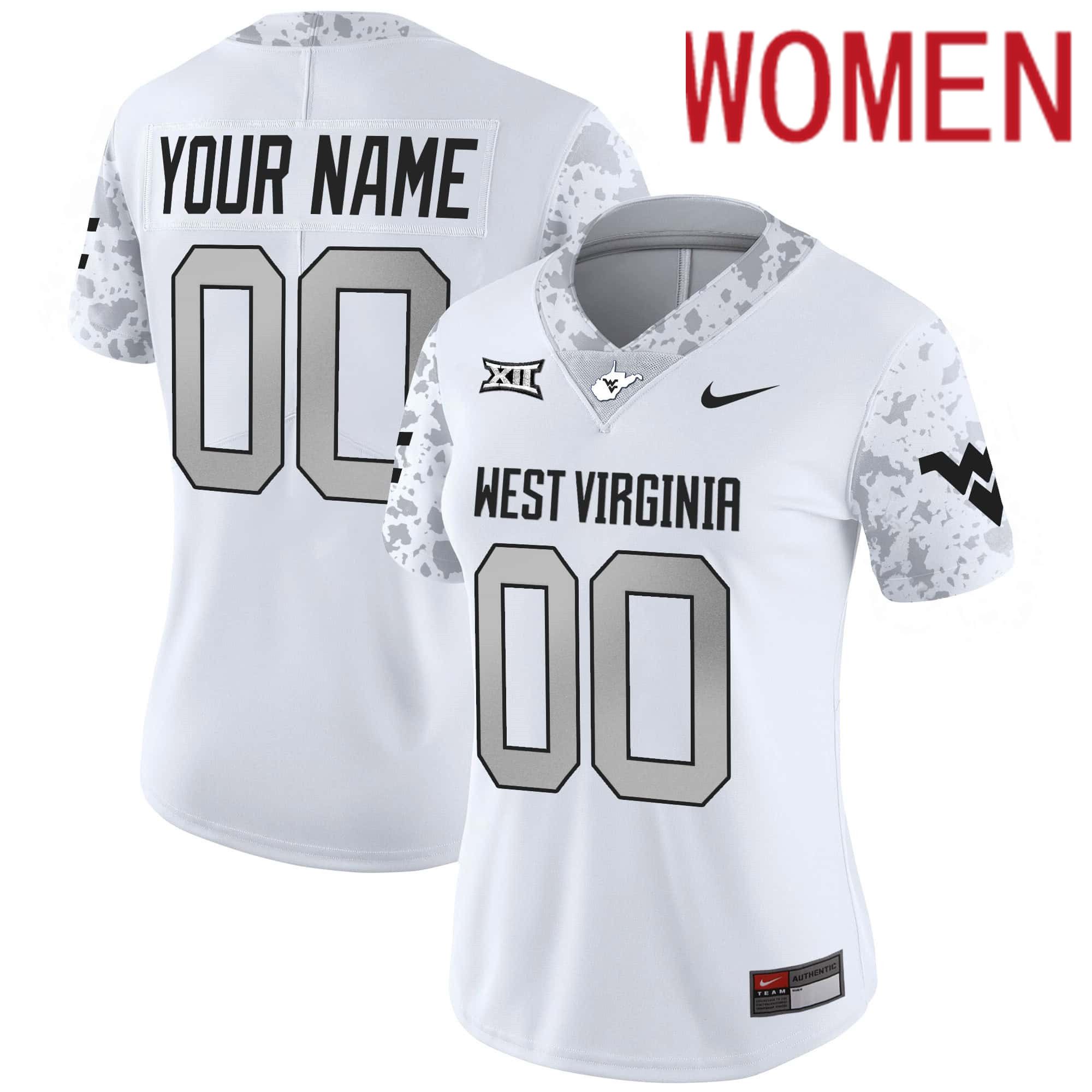 Women West Virginia Mountaineers White 2024 Nike Vapor Limited Custom NCAA Jersey->customized nfl jersey->Custom Jersey